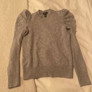 Bloomingdales 100% Cashmere puff sleeve Pearl sweater size Small